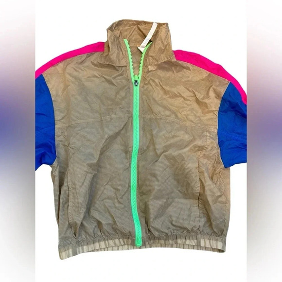 Fabletics Payton Woven Jacket Multi Color Block Neon Nylon Lightweight Size XS - Picture 4 of 6